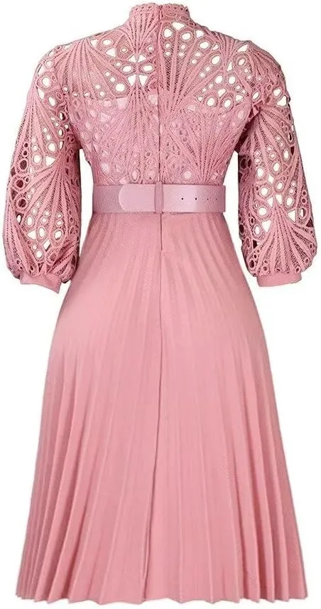 Womens Plus Size Dress V Neck Long Sleeve Midi Empire Waist Loose Fit Swing Dresses A-Line Flowy Casual Dress