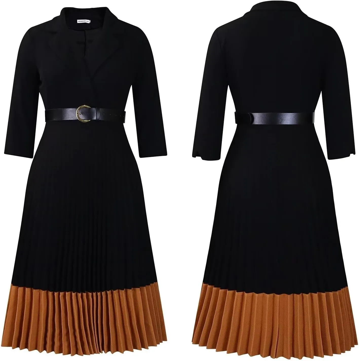 Womens Plus Size Dress V Neck Long Sleeve Midi Empire Waist Loose Fit Swing Dresses A-Line Flowy Casual Dress