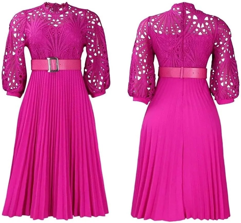 Womens Plus Size Dress V Neck Long Sleeve Midi Empire Waist Loose Fit Swing Dresses A-Line Flowy Casual Dress