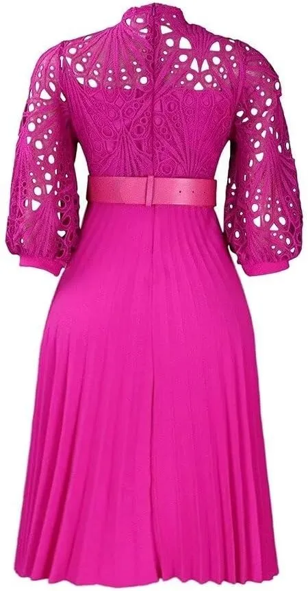 Womens Plus Size Dress V Neck Long Sleeve Midi Empire Waist Loose Fit Swing Dresses A-Line Flowy Casual Dress