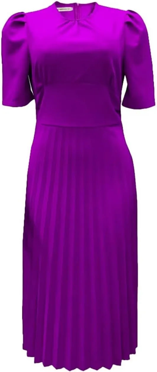 Women's Plus Size Midi Dress Empire Waist Loose Fit Dress Swing Short Sleeve Casual Dresses Crew Neck Flowy Dresses