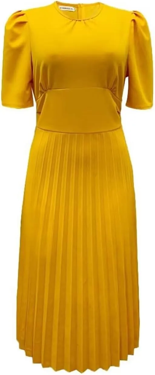 Women's Plus Size Midi Dress Empire Waist Loose Fit Dress Swing Short Sleeve Casual Dresses Crew Neck Flowy Dresses