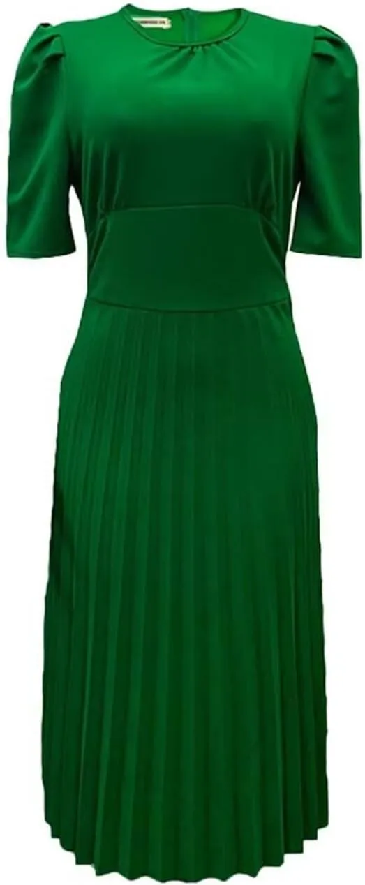 Women's Plus Size Midi Dress Empire Waist Loose Fit Dress Swing Short Sleeve Casual Dresses Crew Neck Flowy Dresses