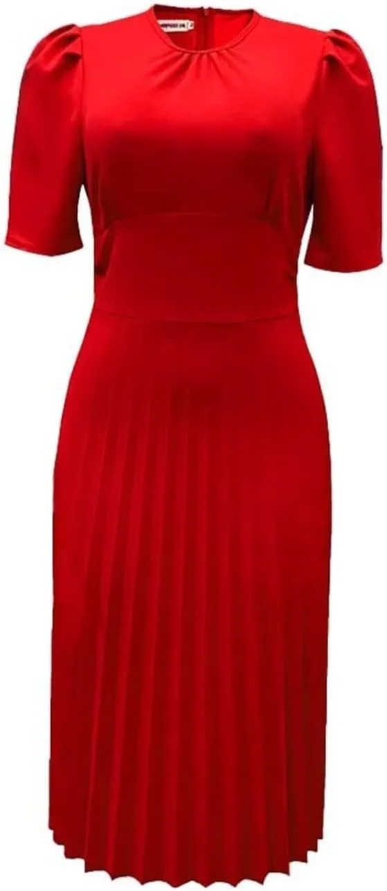 Women's Plus Size Midi Dress Empire Waist Loose Fit Dress Swing Short Sleeve Casual Dresses Crew Neck Flowy Dresses