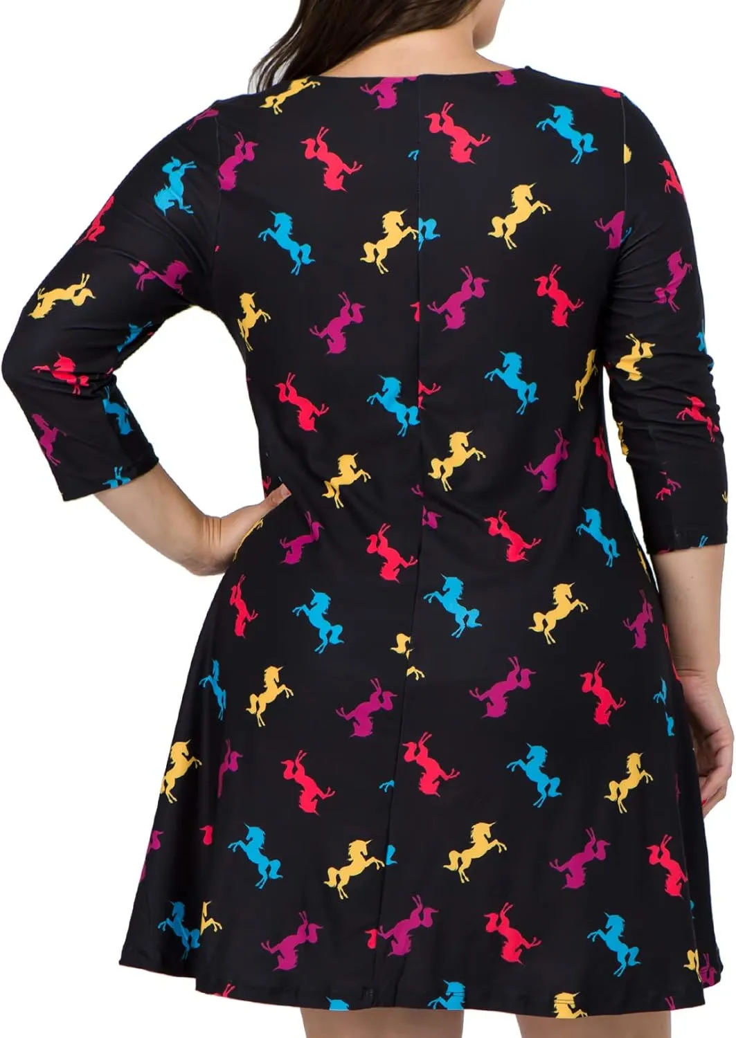 Womens Printed Crew Neck A-Line Dresses with Pockets Casual Tropical Floral Novelty Animal Christmas Patterns