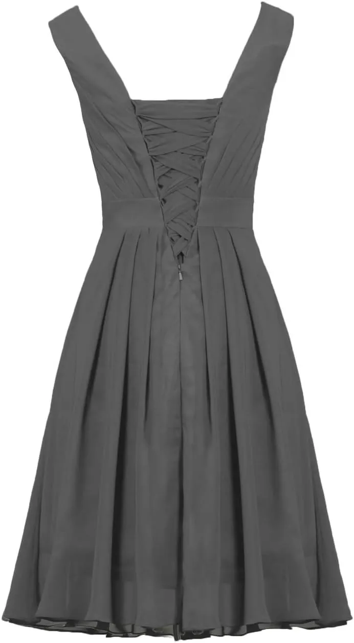 Women's Straps Chiffon Bridesmaid Dress Short Evening Gowns