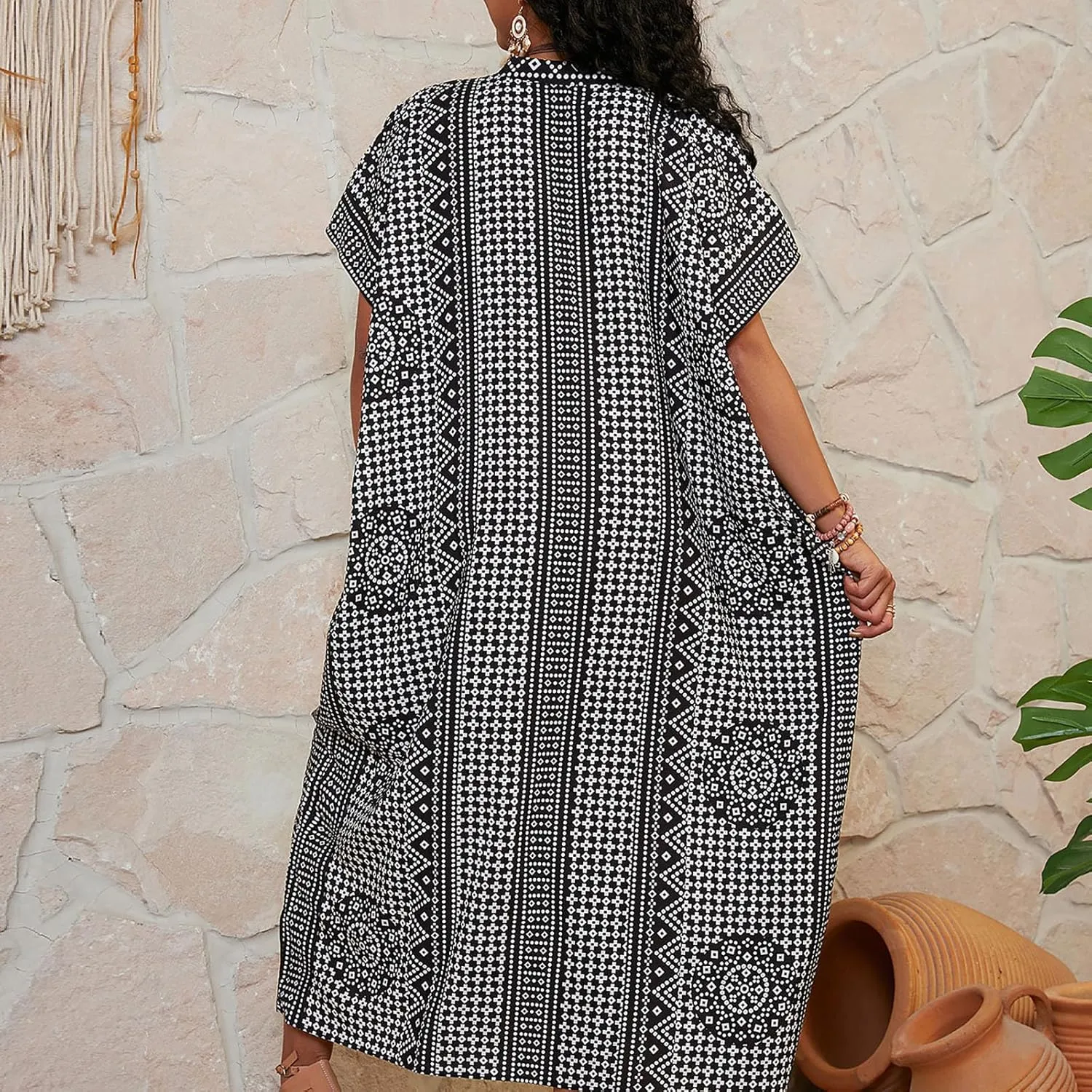 Womens Summer Beach Cover Up Swimsuit Cotton Short Cap Sleeve V Neck Bathing Suit Swimwear Vintage Boho Maxi Dresses