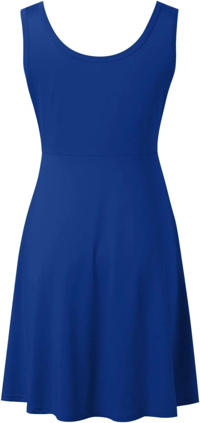 Women's Summer Beach Mini Dress Sleeveless Rockabilly Casual Dress Skater 2025 Trenty Tank Dresses
