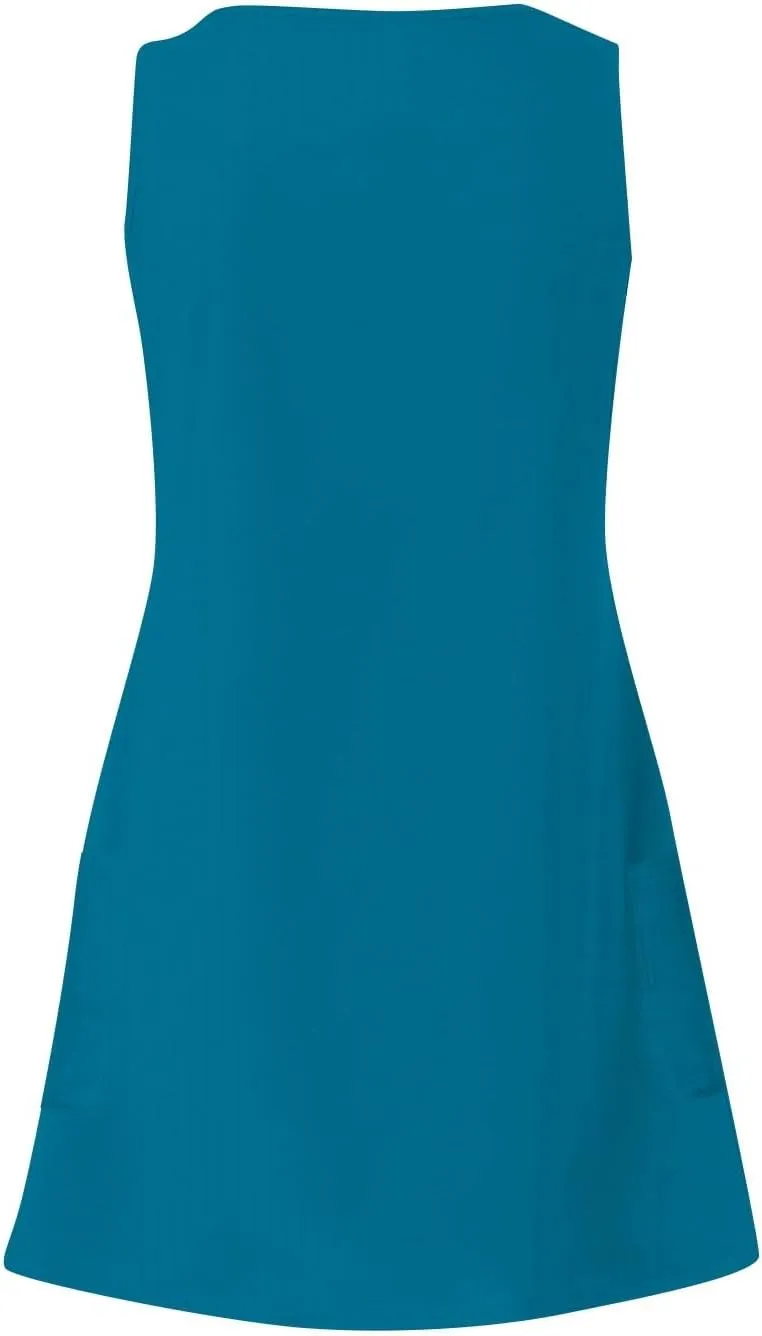 Women's Sundresses 2024 Casual Beach Tank Dress Flared V Neck Sleeveless Mini Dress with Pockets