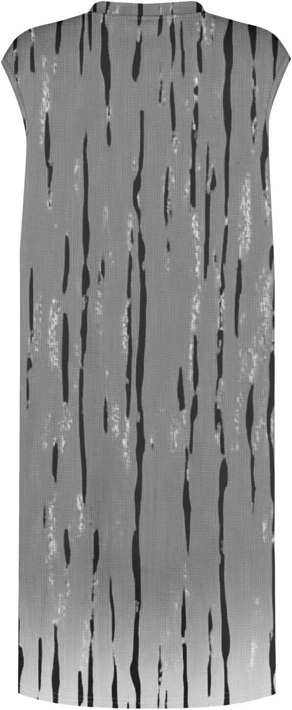 Women's Vacation Sleeveless Mini Dresses Printed Crew Neck Beach Sundress 2025 Summer Casual Loose Pockets Dress