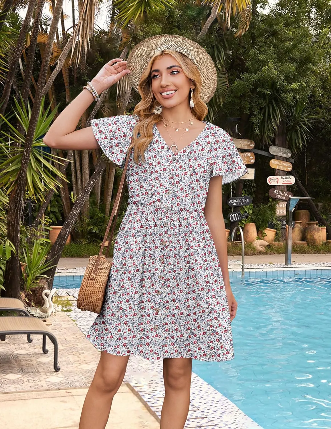 Zeagoo 2025 Spring Summer Cotton Linen Dress Beach Casual Button Down A Line Dress