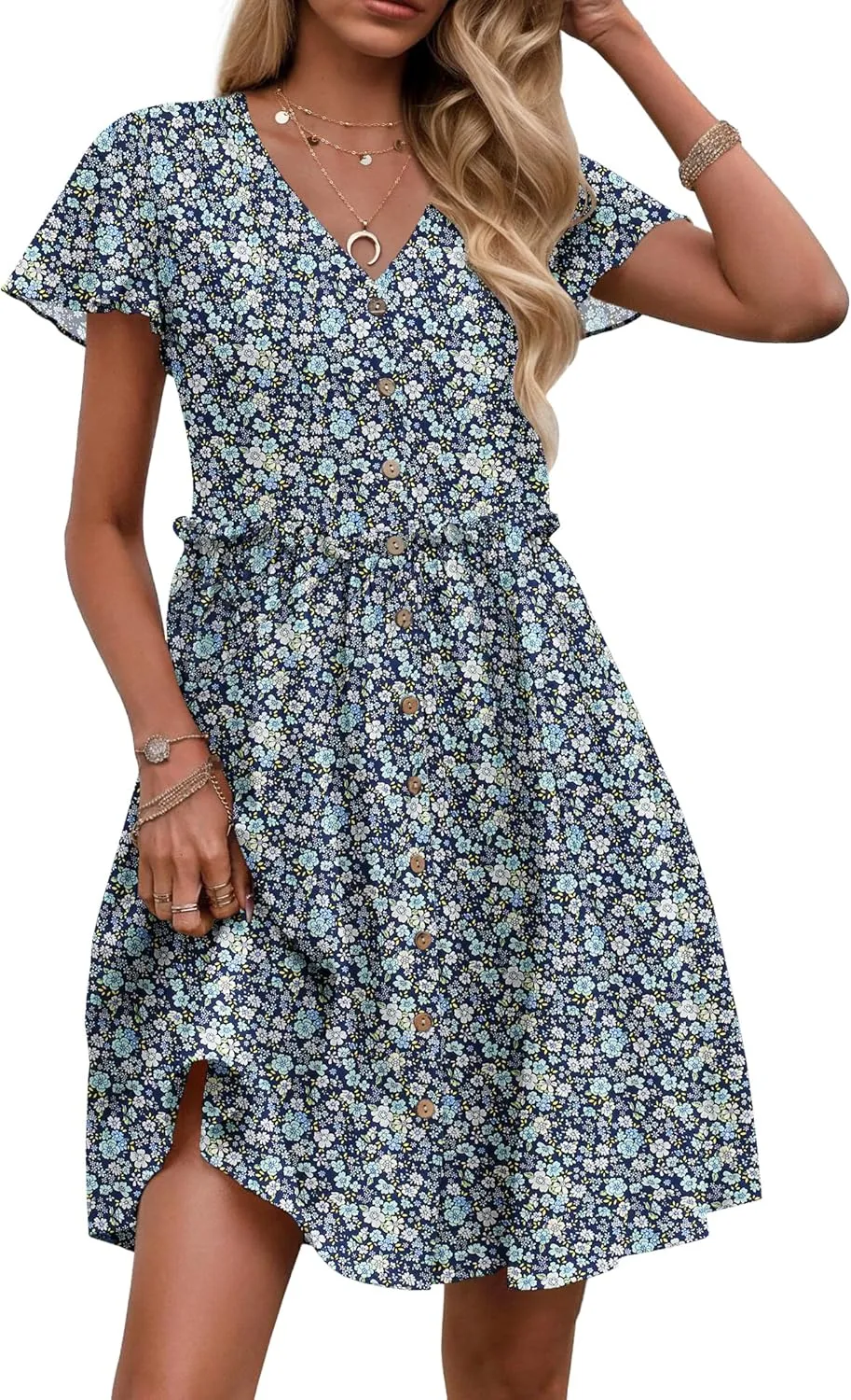 Zeagoo 2025 Spring Summer Cotton Linen Dress Beach Casual Button Down A Line Dress