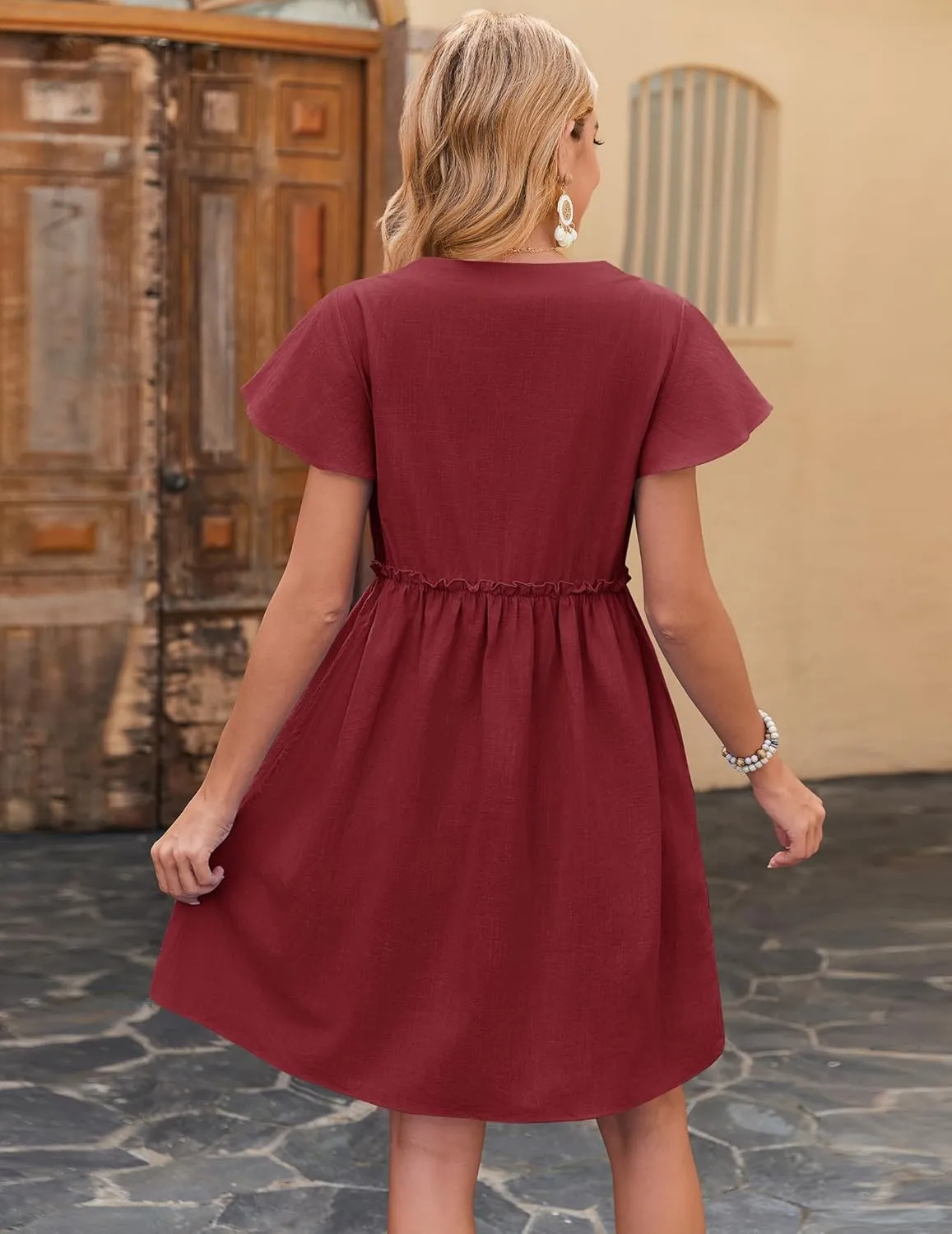 Zeagoo 2025 Spring Summer Cotton Linen Dress Beach Casual Button Down A Line Dress