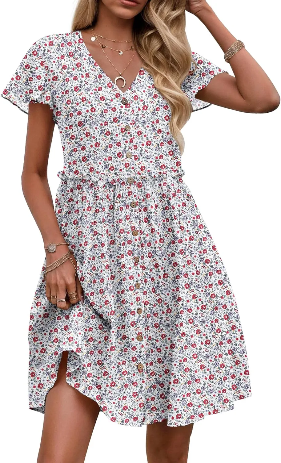 Zeagoo 2025 Spring Summer Cotton Linen Dress Beach Casual Button Down A Line Dress
