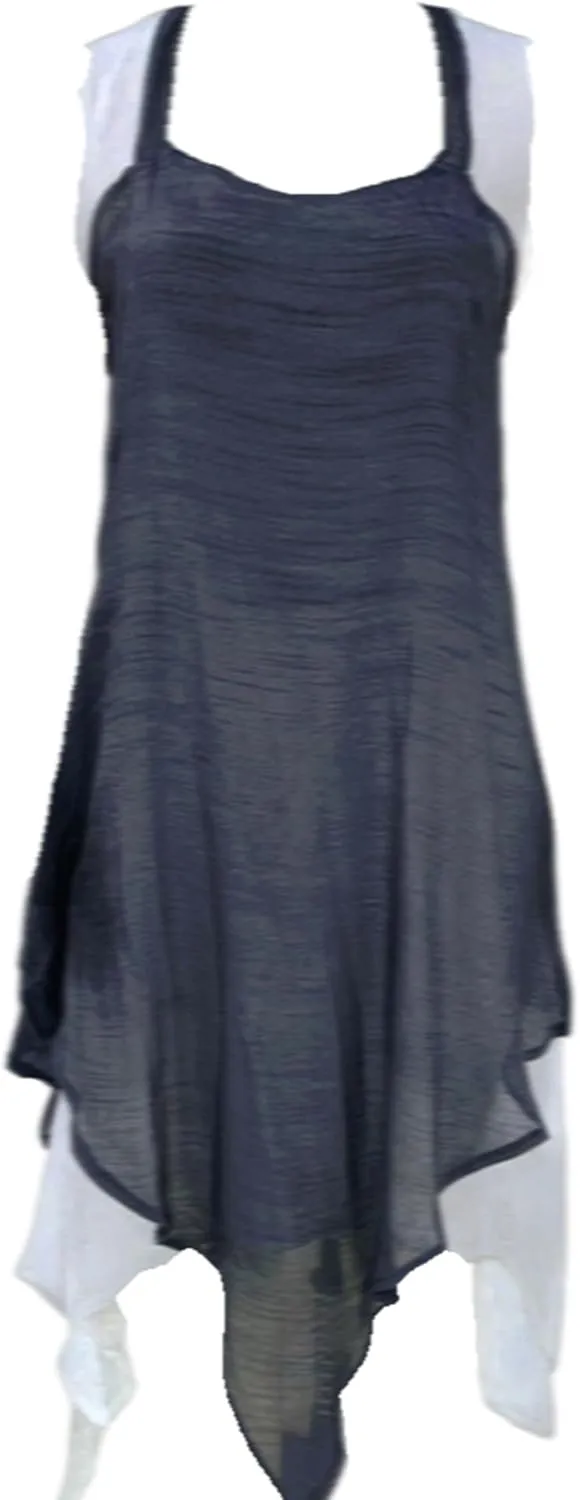ZOCANIA Women's Irregular Hem Tank Dress Casual Sleeveless Summer Tiered Midi Sundress Plus Size Square Neck Beach Dress