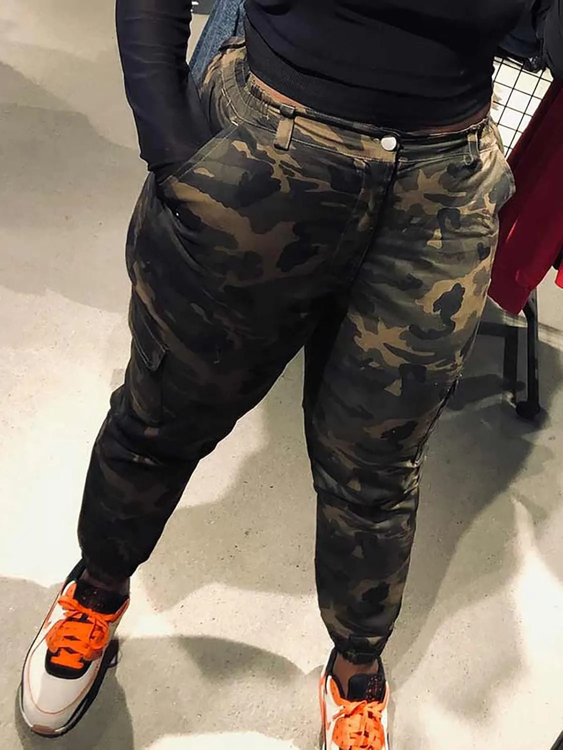 ZODLLS Women's Camo Pants Cargo Trousers Cool Camouflage Pants Elastic Waist Casual Multi Jogger Pants with Pocket